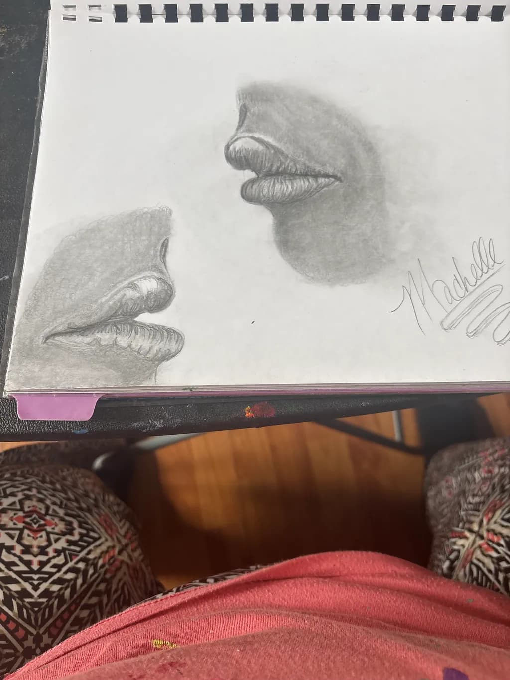 Whispers of Expression: A Dual Portrait of Lips in Graphite Elegance