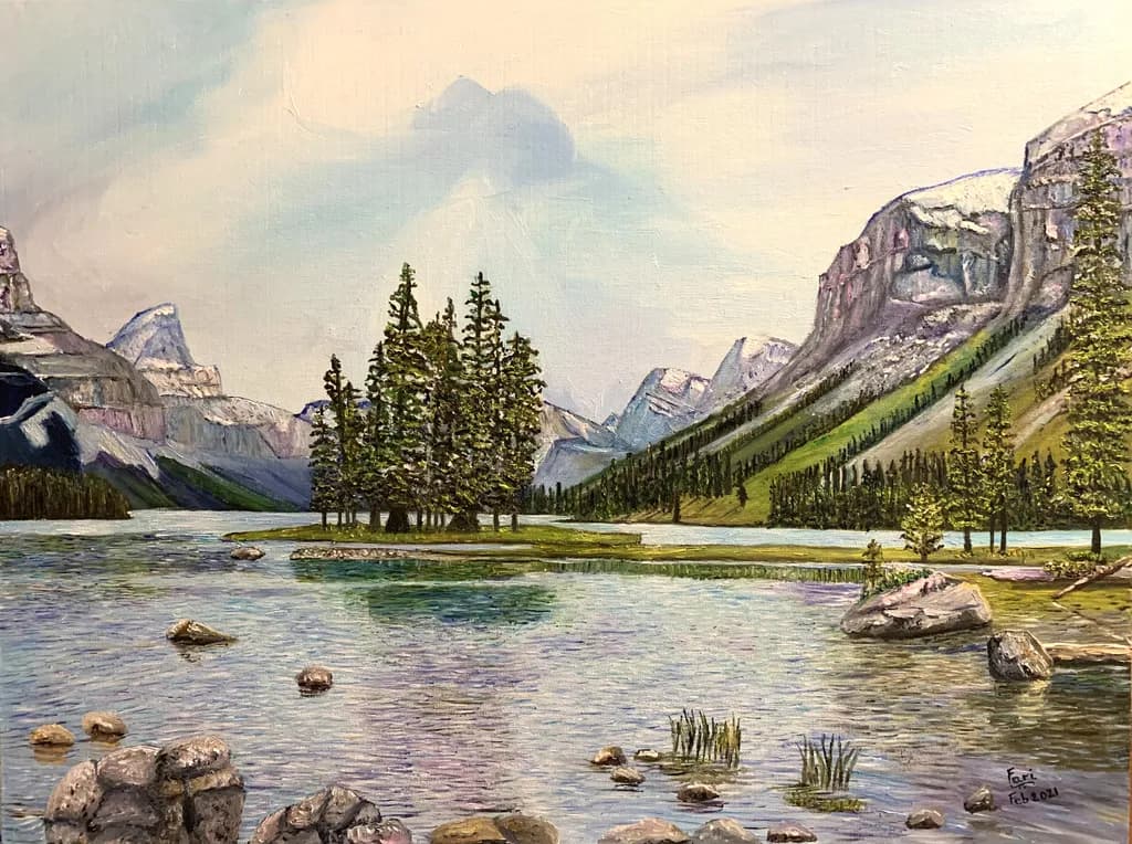 Serenity in Nature: A Tranquil Landscape of Mountains and Water