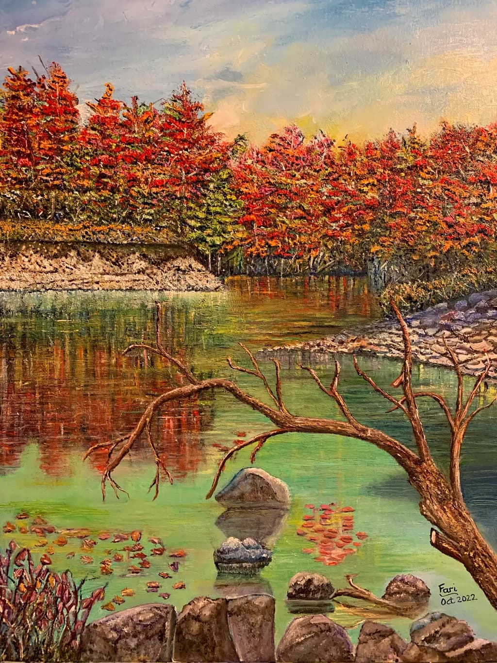 Autumn Reflections: A Serene Lakeside Escape in Vibrant Hues