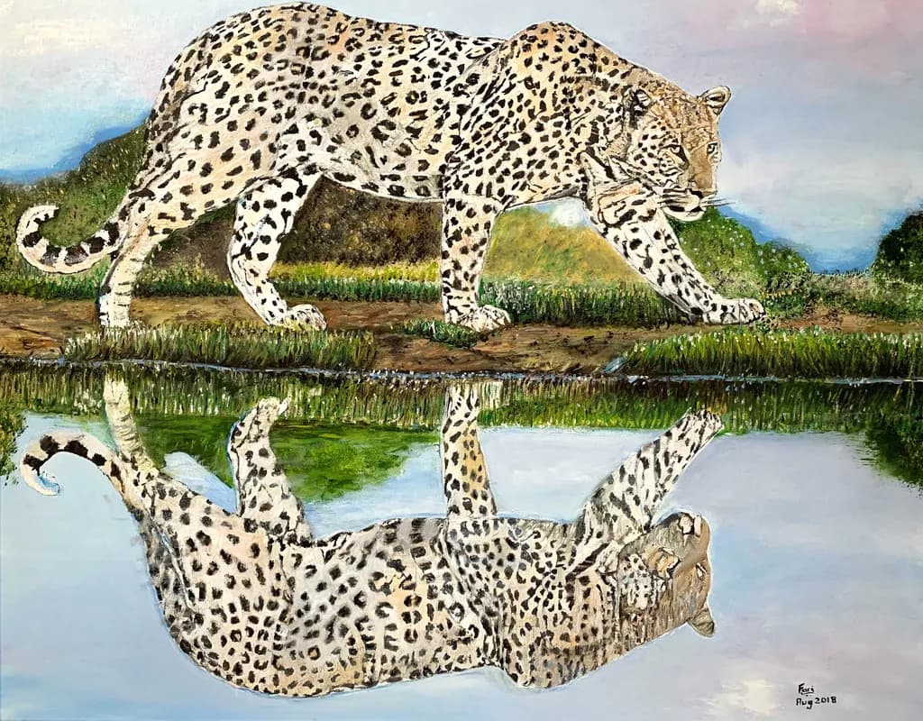 Leopard in Reflection