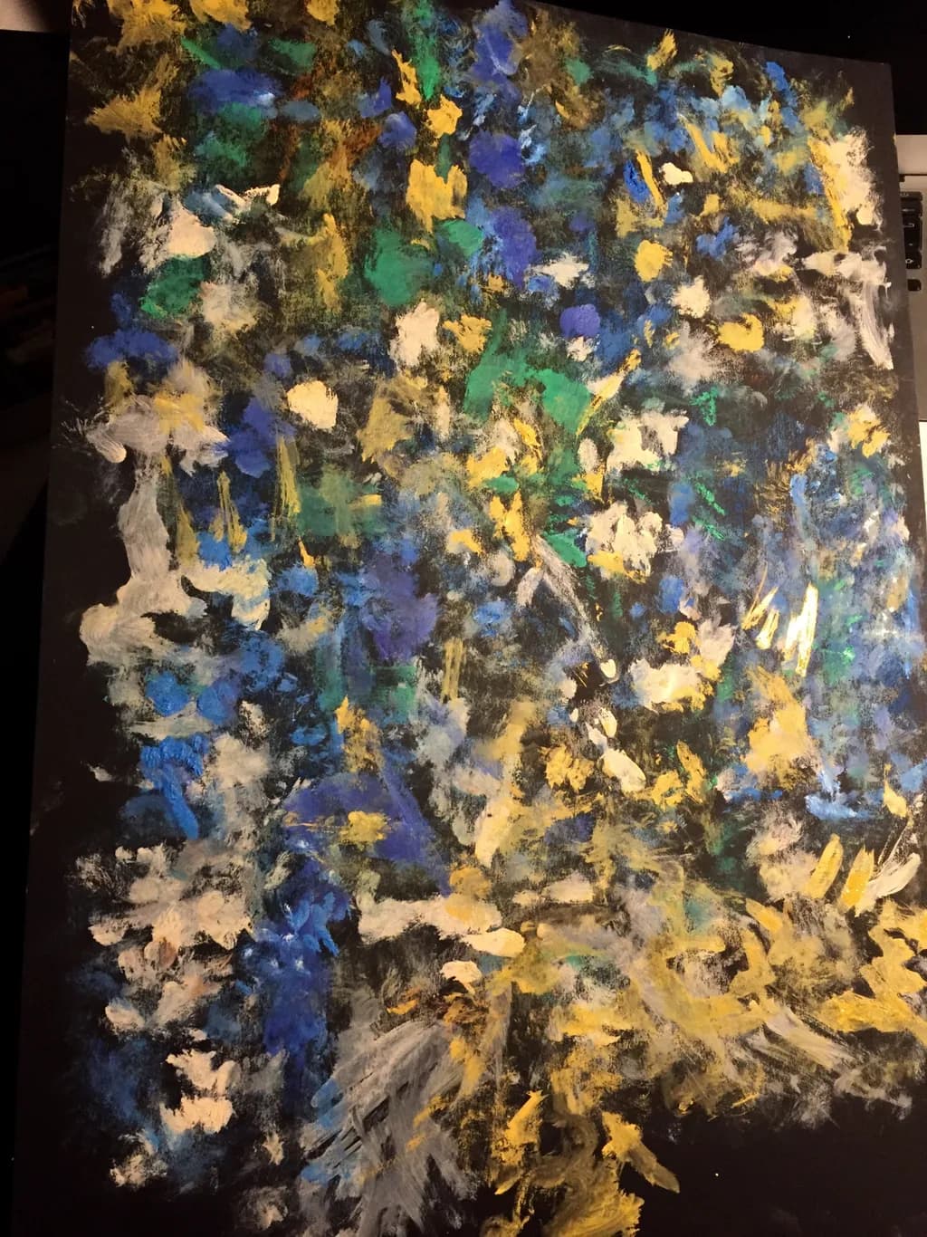 Vibrant Whispers: A Dance of Blue, Green, and Gold on Canvas