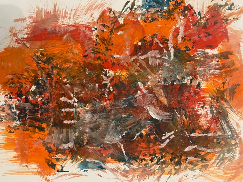 Vibrant Whirlwind: A Dance of Fiery Hues and Textures