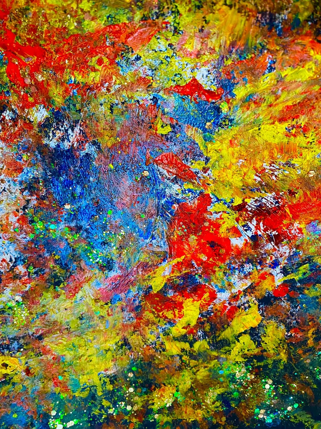 Vibrant Chaos: An Abstract Symphony of Color and Texture