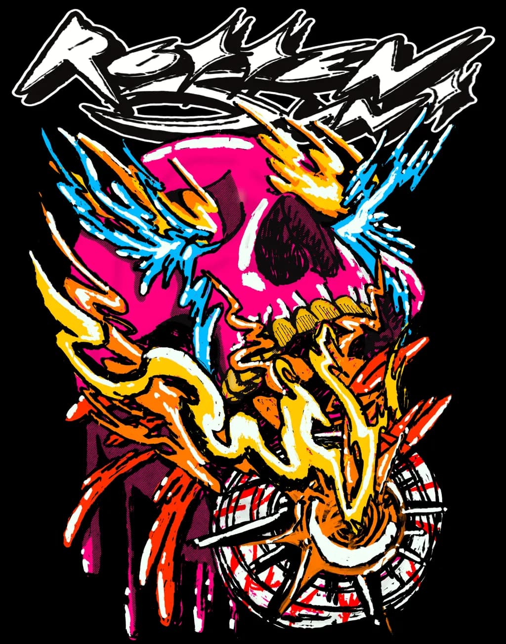 Neon Blaze Skull