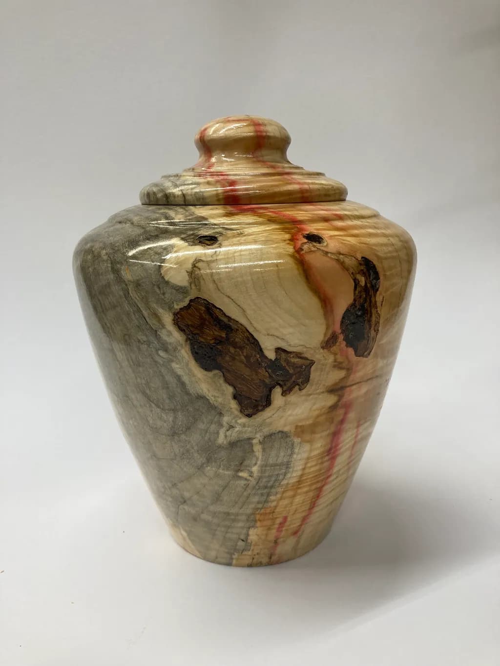 Elegant Spalted Maple Urn with Rich Natural Patterns and Warm Hues