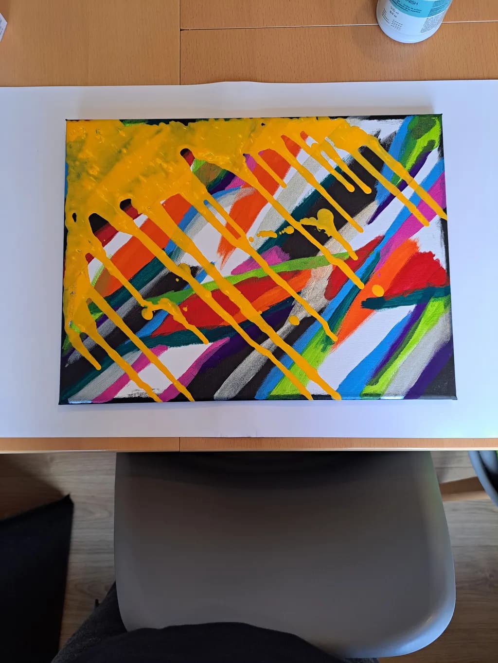 Vibrant Chaos: A Symphony of Colorful Drips and Dynamic Lines