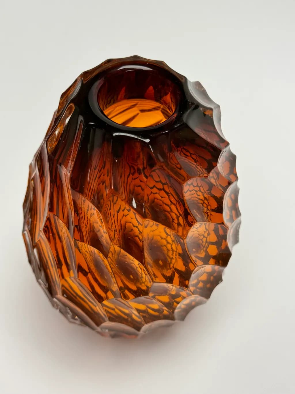 Amber Elegance: A Unique Decorative Glass Vase with Artistic Flair