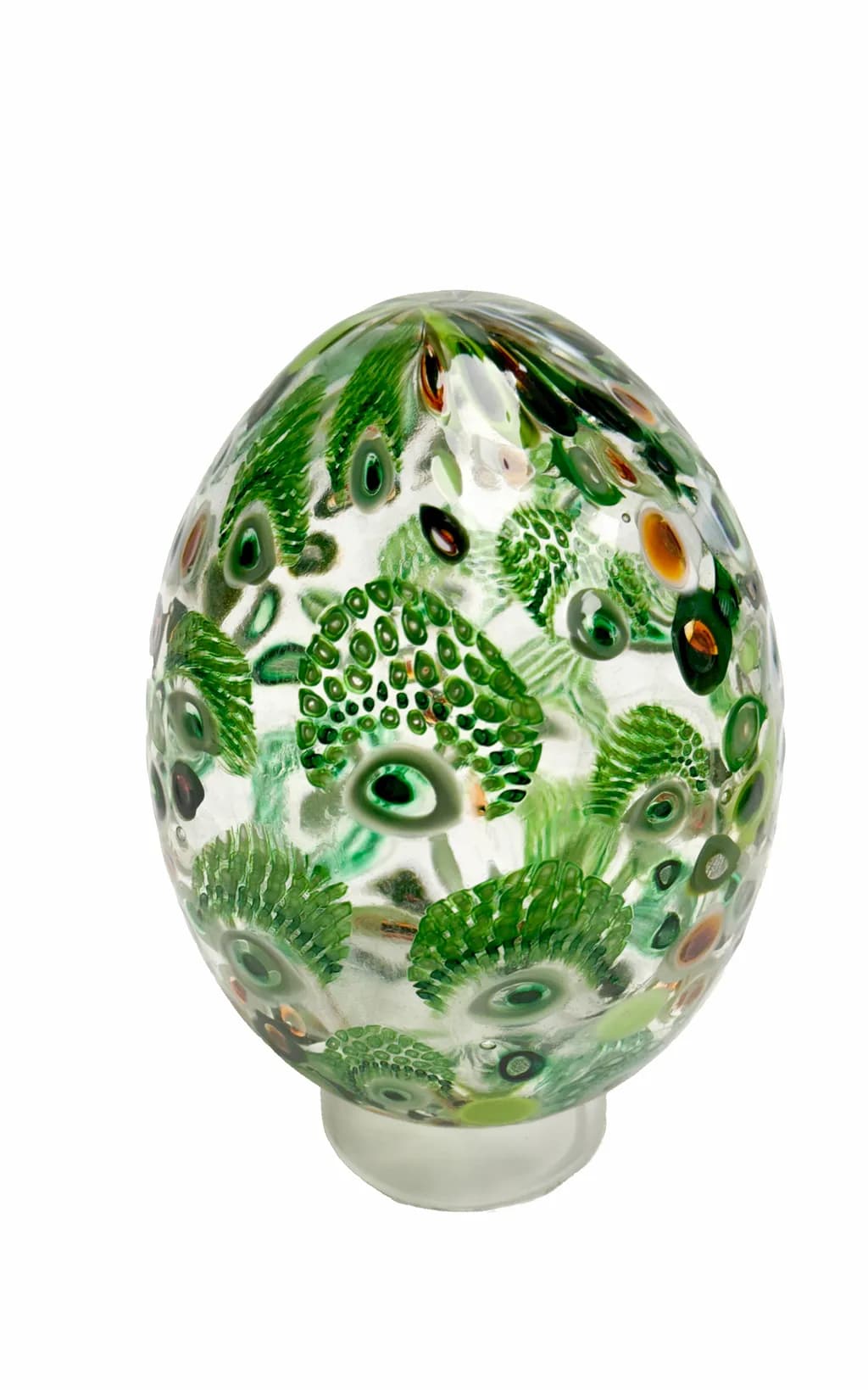 Whispers of Nature: A Captivating Green Glass Orb with Intricate Patterns