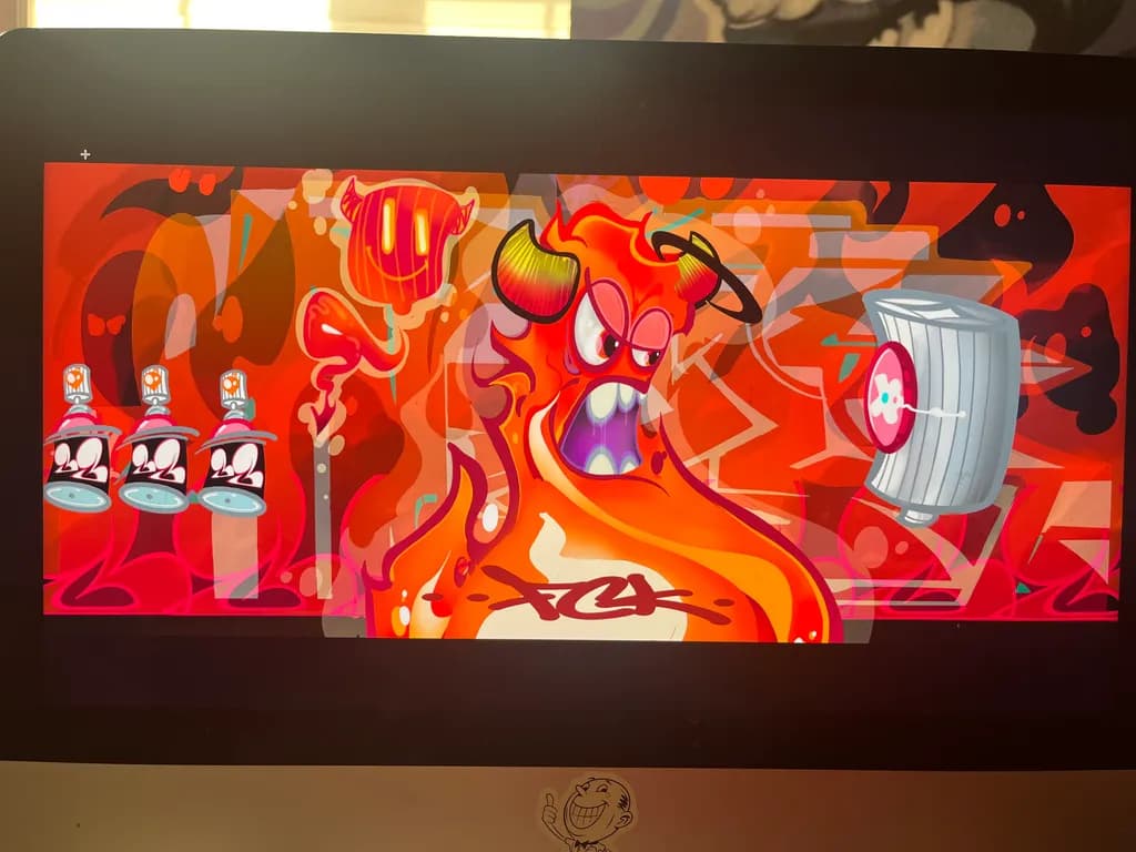 Fiery Fury: A Vivid Dance of Chaos and Color in Urban Artistry