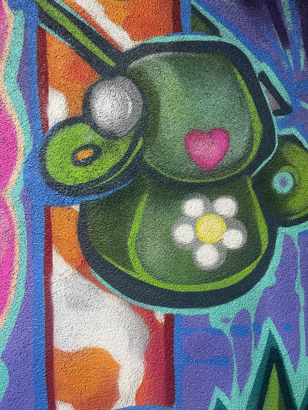 Whimsical Green Delight: A Playful Fusion of Color and Emotion in Urban Art