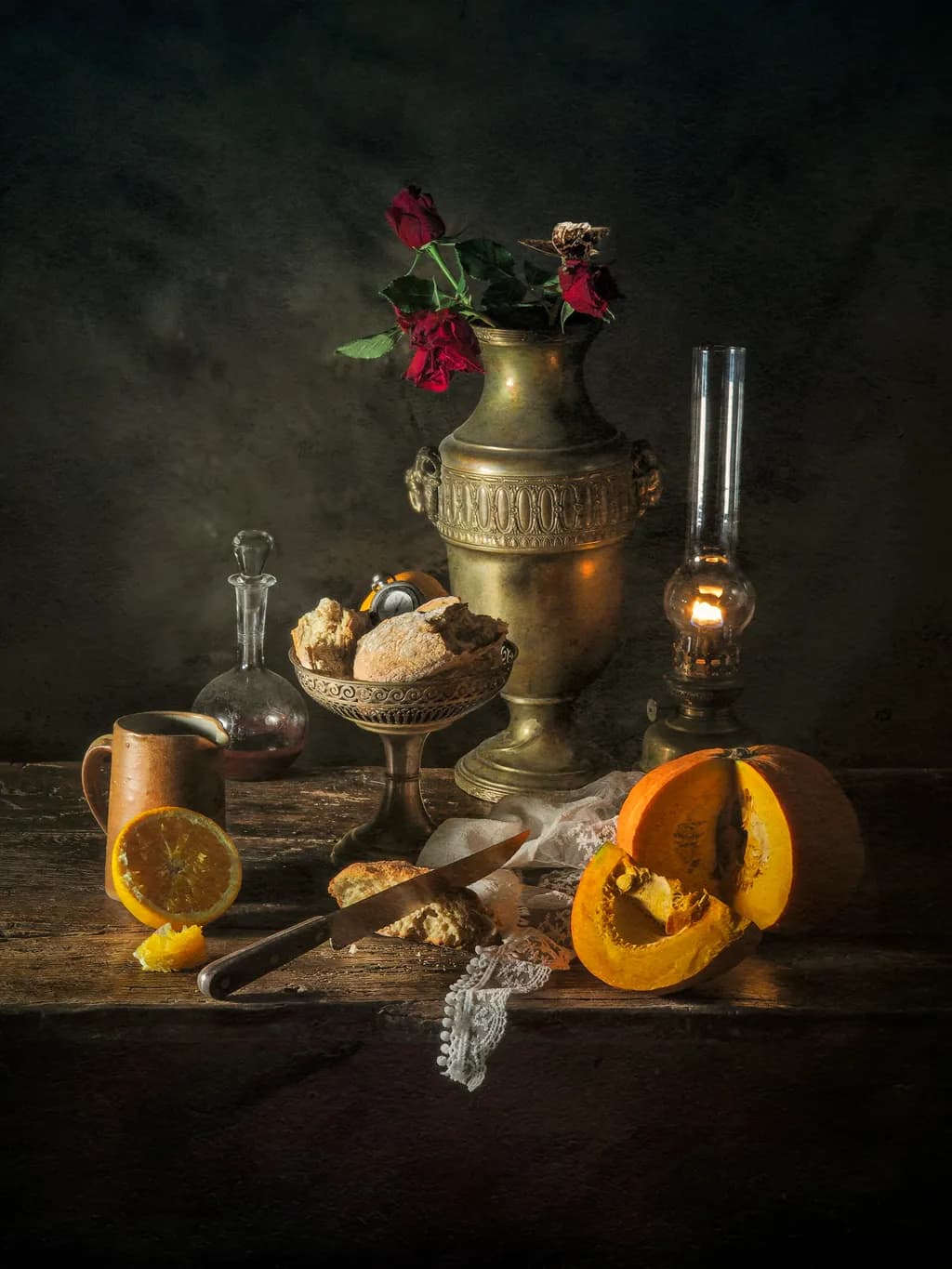 Whispers of Autumn: A Still Life of Harvest Delights and Timeless Elegance