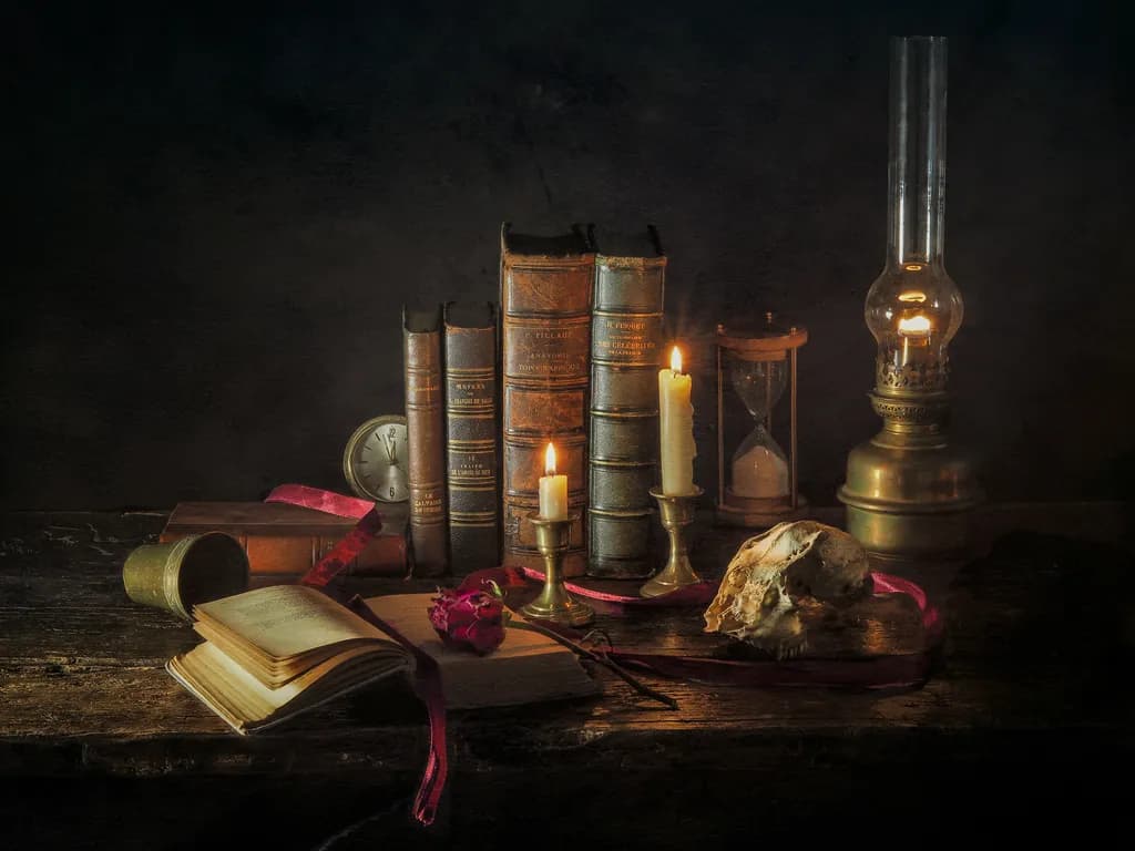 Whispers of Time: A Still Life of Knowledge and Mystery