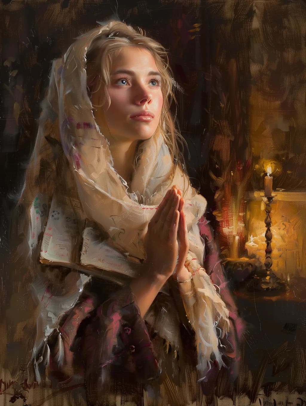 Whispers of Serenity: A Prayerful Reflection in Soft Light
