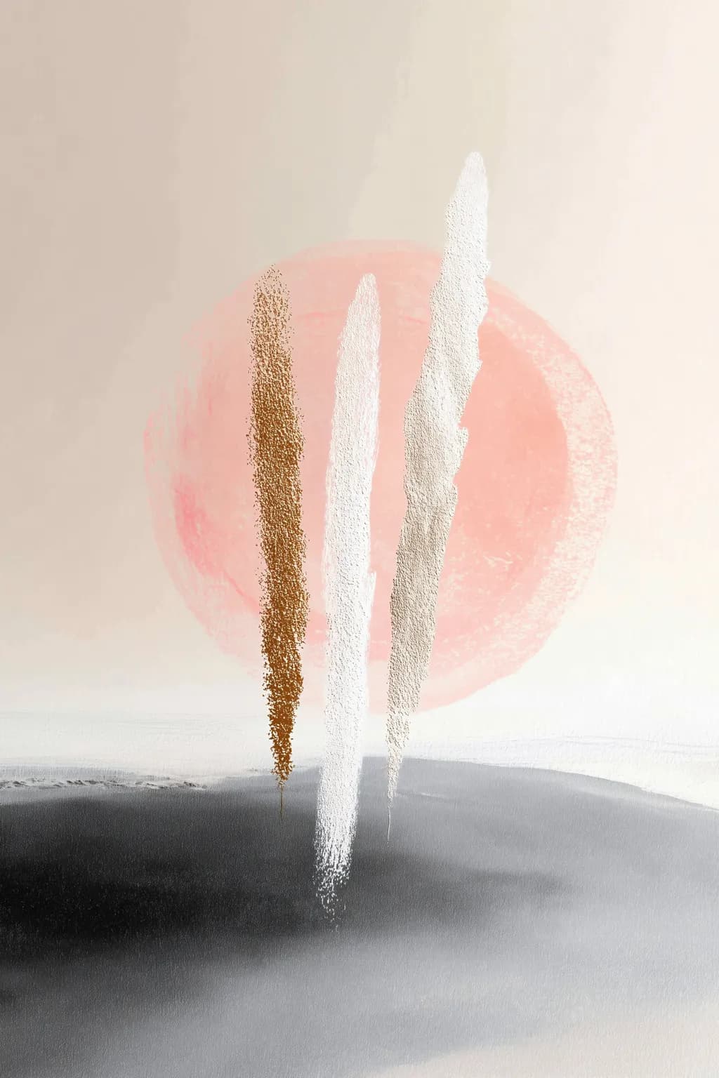 Whispers of Serenity: Abstract Landscape with Earthy Tones and Soft Pastels