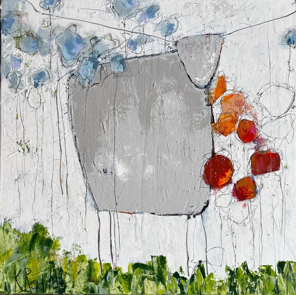 Gray Vessel with Blooms