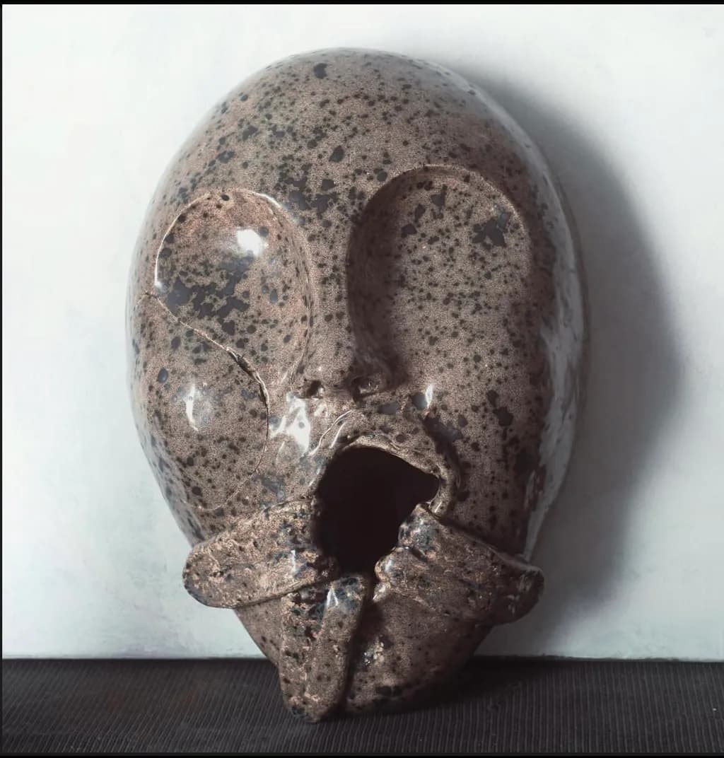 Whispers of Expression: An Abstract Ceramic Face Sculpture