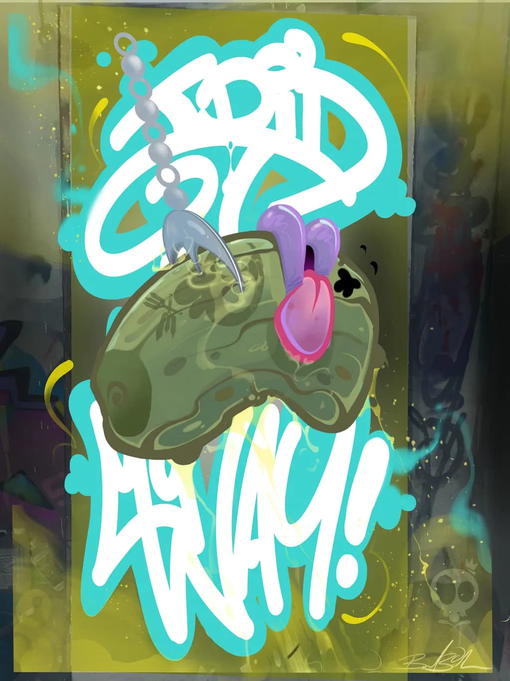 "Whimsical Escape: A Playful Fusion of Graffiti and Fantasy"