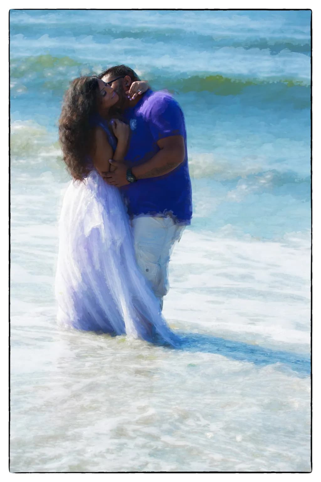 Eternal Embrace: A Romantic Beach Moment Captured in Waves of Love