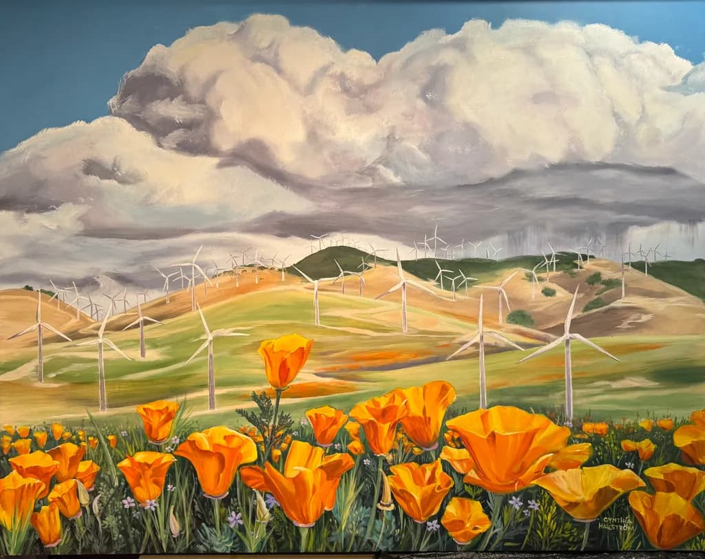 Golden Blossoms and Windmills