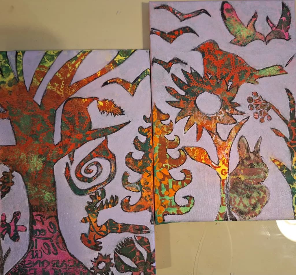 Whimsical Nature's Dance: A Vibrant Tapestry of Flora and Fauna
