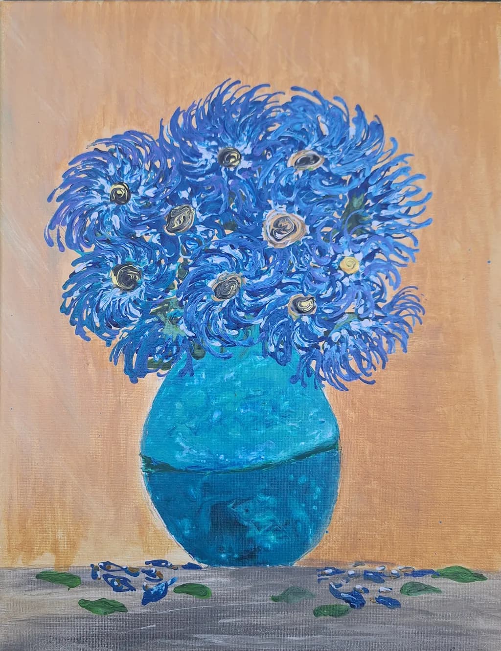 Whispers of Blue: A Vibrant Floral Symphony in a Turquoise Vase