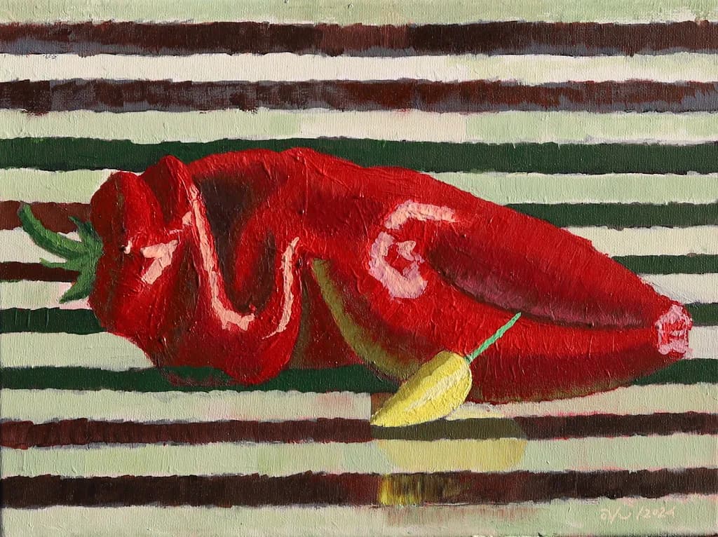 Vibrant Red Pepper: A Still-Life Exploration of Texture and Color