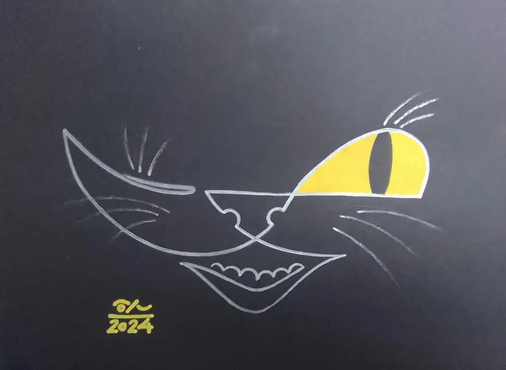 Whimsical Black Cat: A Playful Illustration of Mischief and Charm