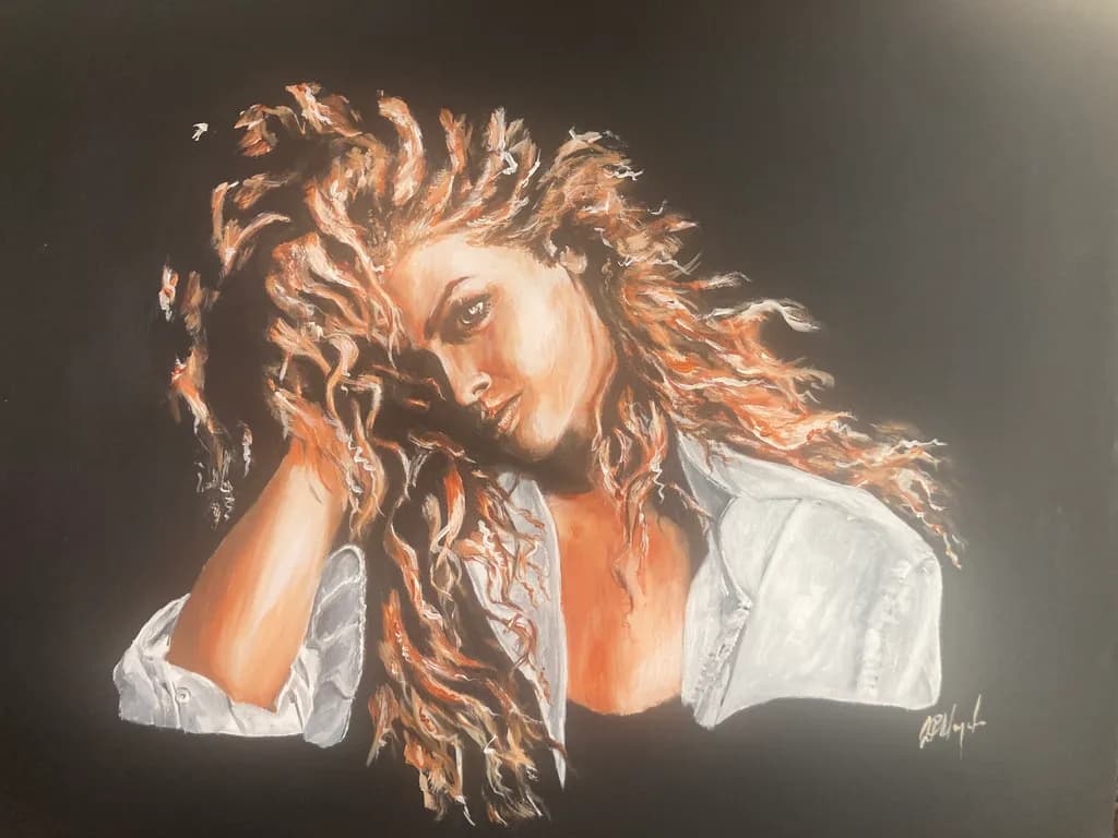 Whispers of Emotion: A Curly Portrait in Contrast and Expression