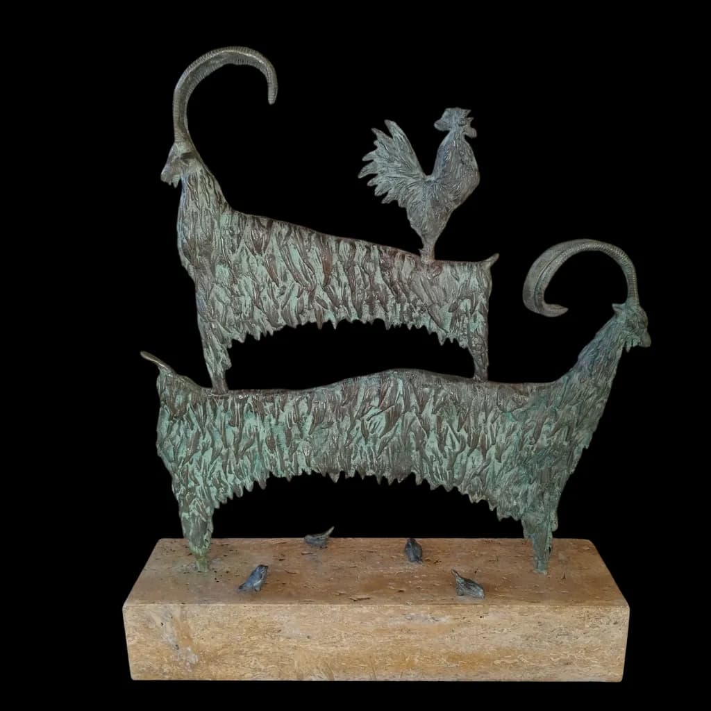 Rooster on Goats