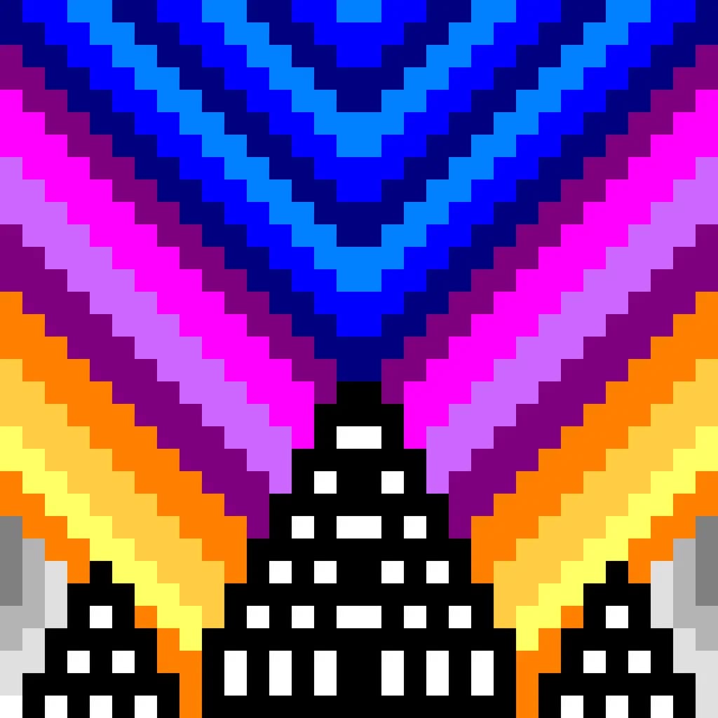 Vibrant Geometric Symphony: A Pixelated Journey Through Colorful Layers