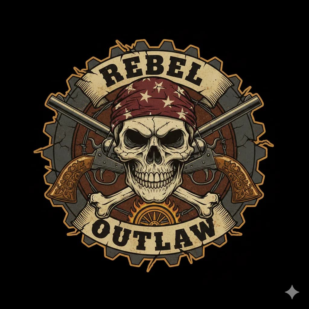 Rebel Skull Emblem: The Outlaw Spirit Unleashed
