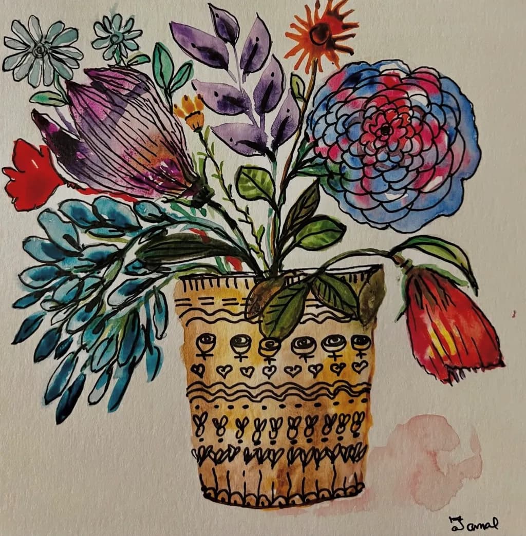 Whimsical Blooms: A Colorful Botanical Journey in Decorative Artistry