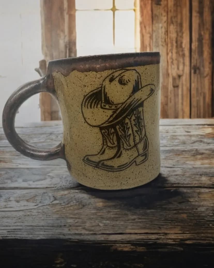 Rustic Cowboy Boots Ceramic Mug: Artisanal Charm for Your Morning Brew