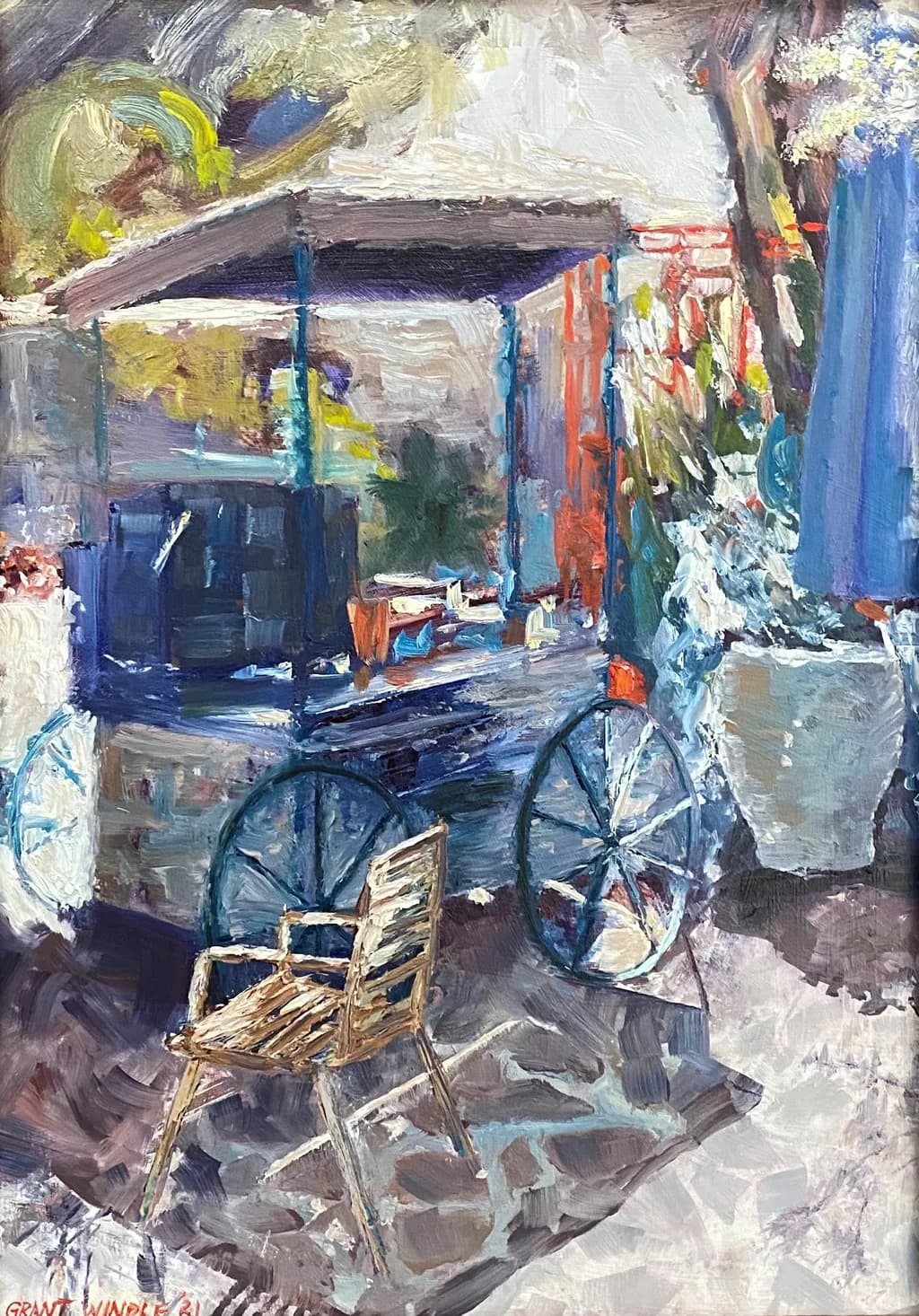"Whispers of the Market - Oil on Canvas - 24x30 - A vibrant portrayal of a bustling outdoor market scene, capturing the essence of community and culture through the interplay of light and shadow. For Sale."