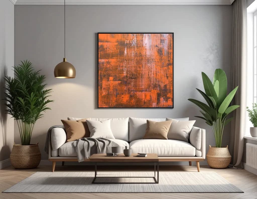 Vibrant Echoes: A Bold Abstract Journey in Orange and Earth Tones