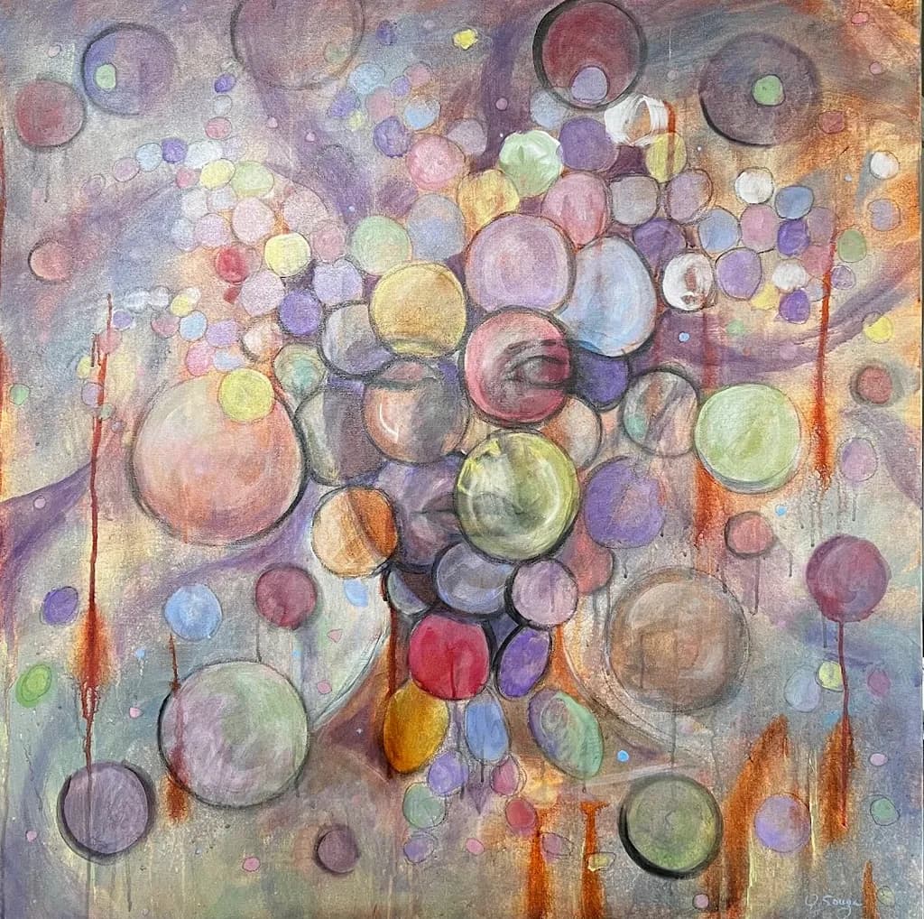 30x30 acrylic bubbles. #acrylicpainting#abstract#colorful