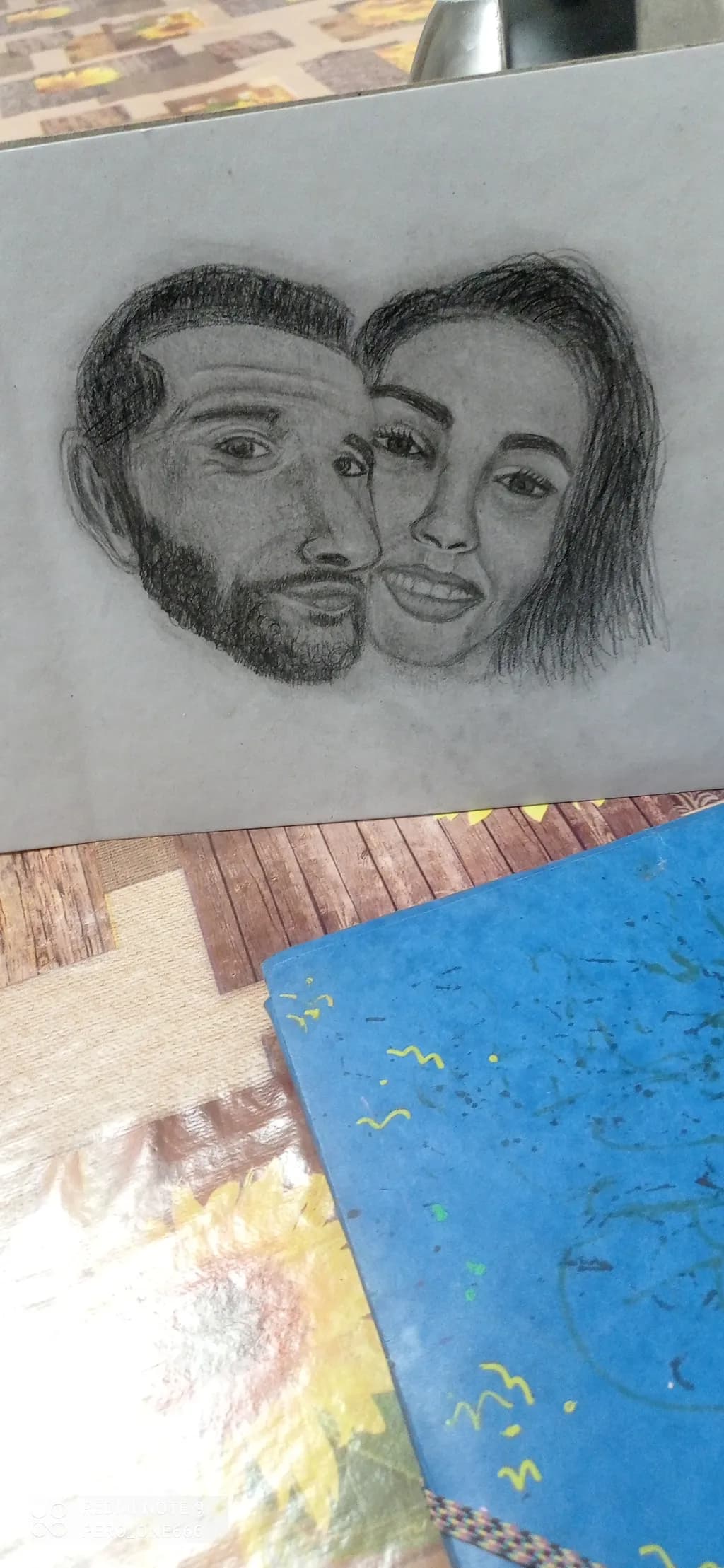 Eternal Embrace: A Charcoal Portrait of Love and Connection