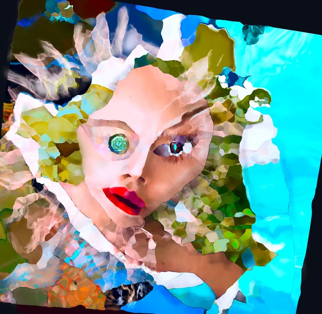 Whispers of Color: A Surreal Portrait of Emotion and Nature's Embrace