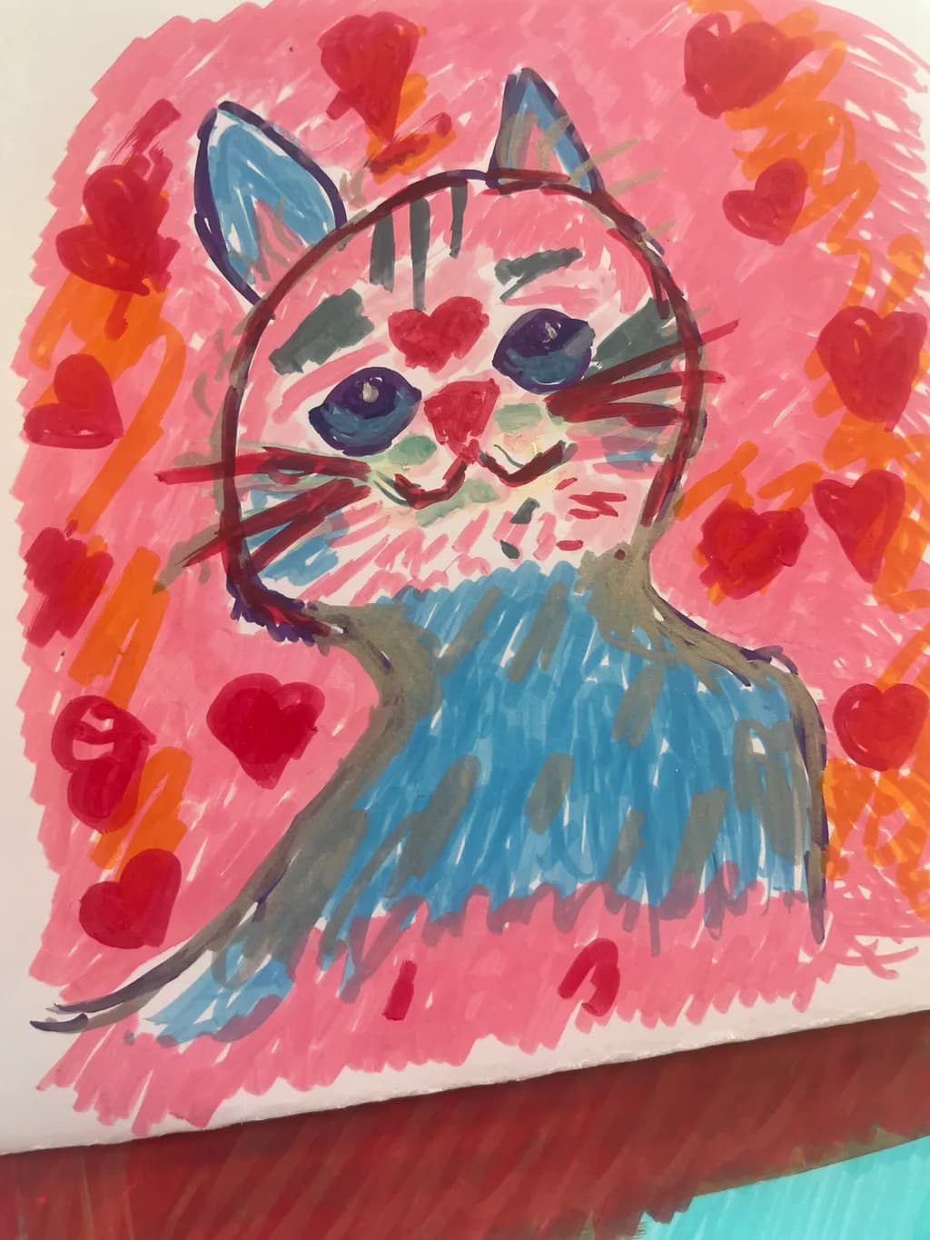 Whimsical Heartfelt Cat: A Colorful Celebration of Playful Love