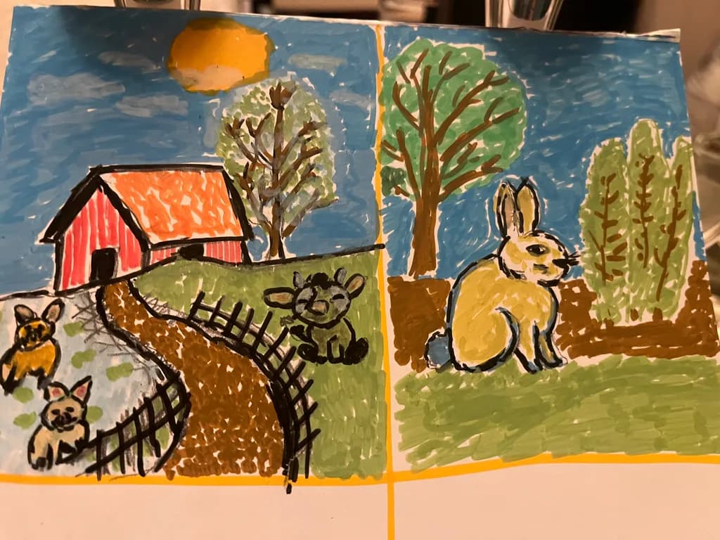 Whimsical Farm Life: A Colorful Journey Through Pastoral Scenes with Playful Animals