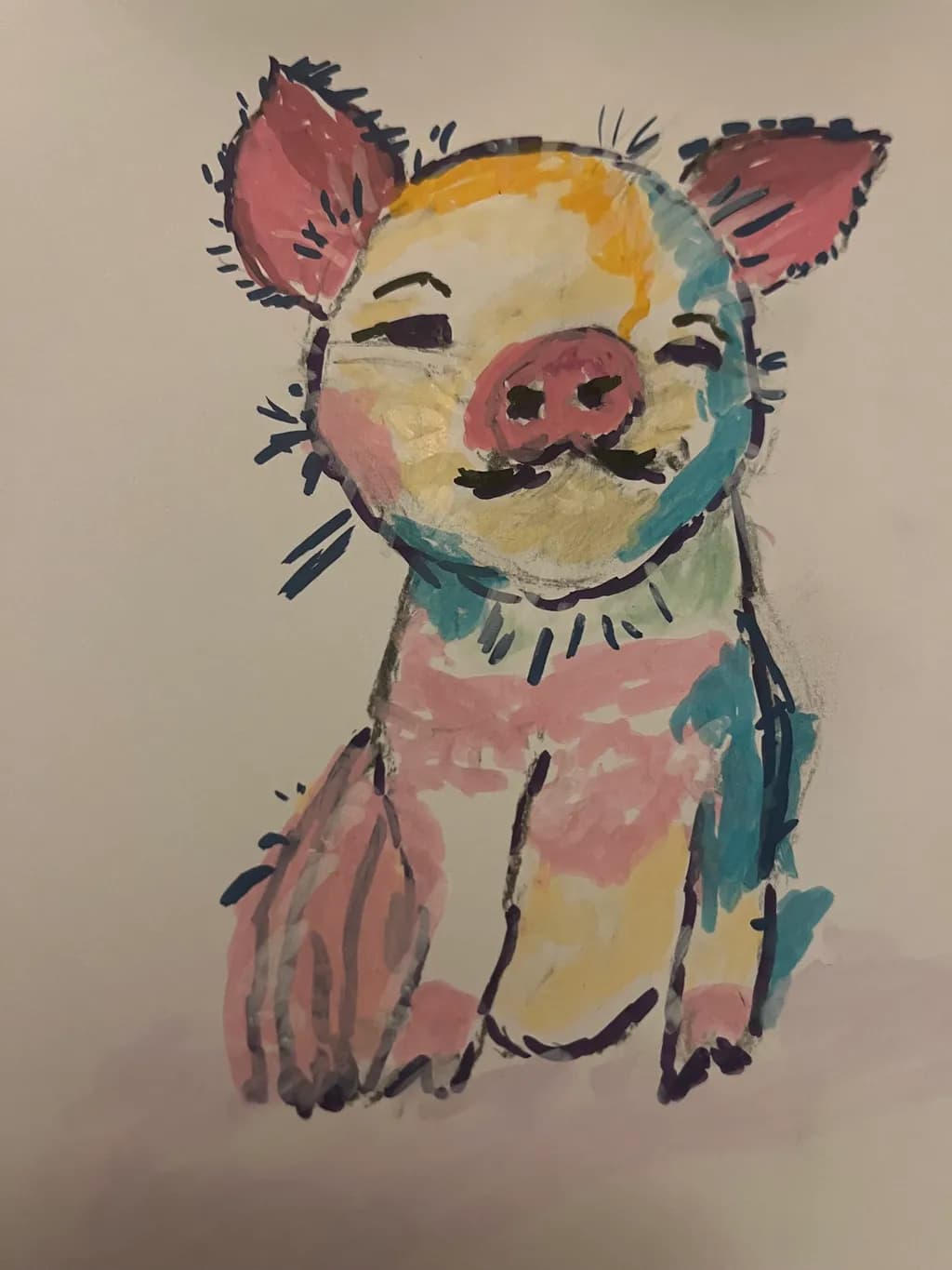 Whimsical Pig Portrait: A Colorful Expression of Joy and Playfulness