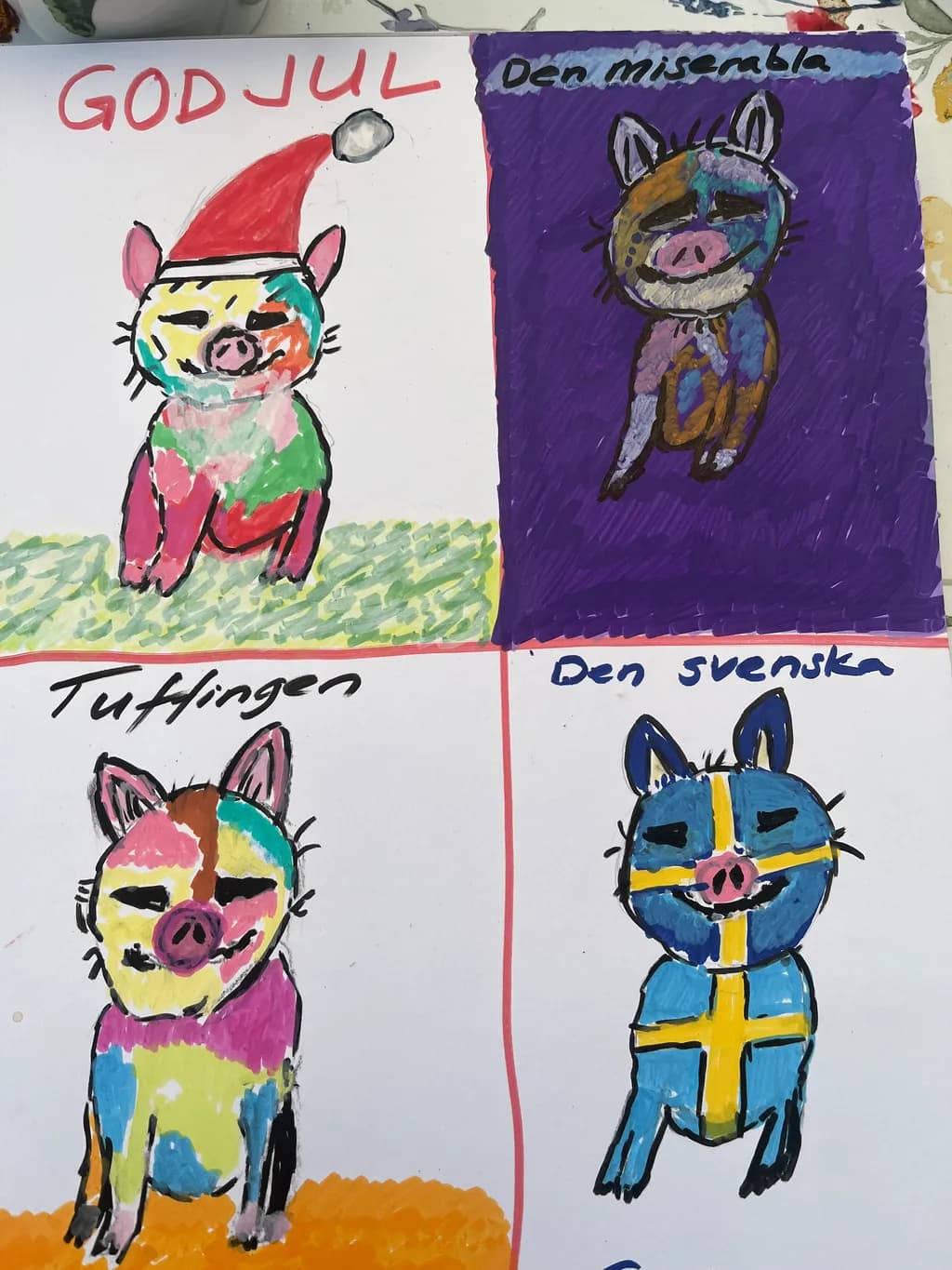 Whimsical Pig Portraits: A Colorful Celebration of Swedish Culture and Holiday Cheer
