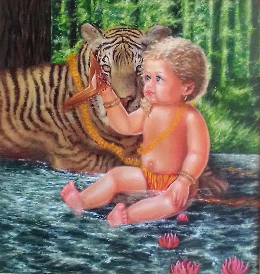 Whispers of Innocence: A Child's Bond with Nature and the Majestic Tiger