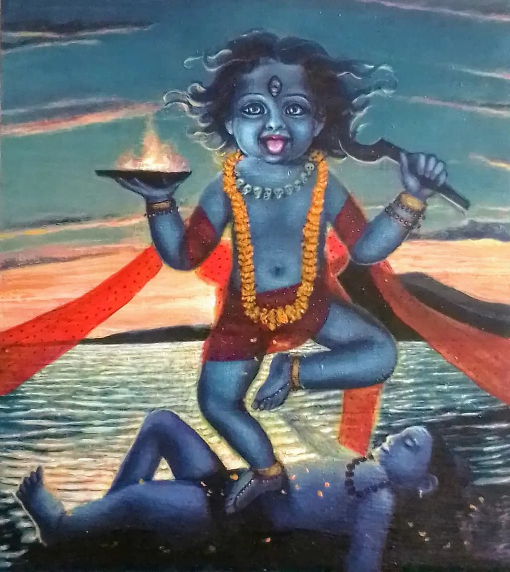 Divine Dance of Mythology: The Iconic Blue Deity in Spiritual Harmony