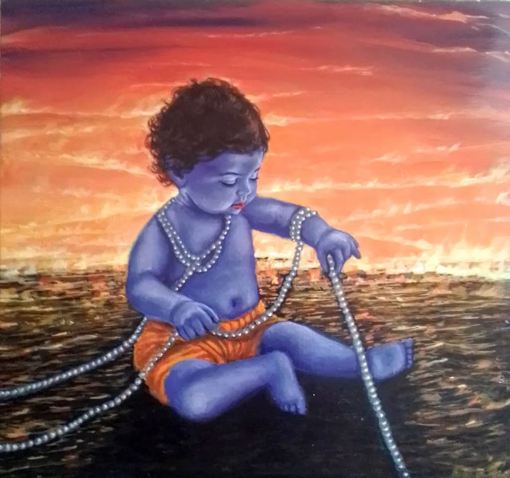 Whimsical Waters: A Child's Play with Pearls at Sunset