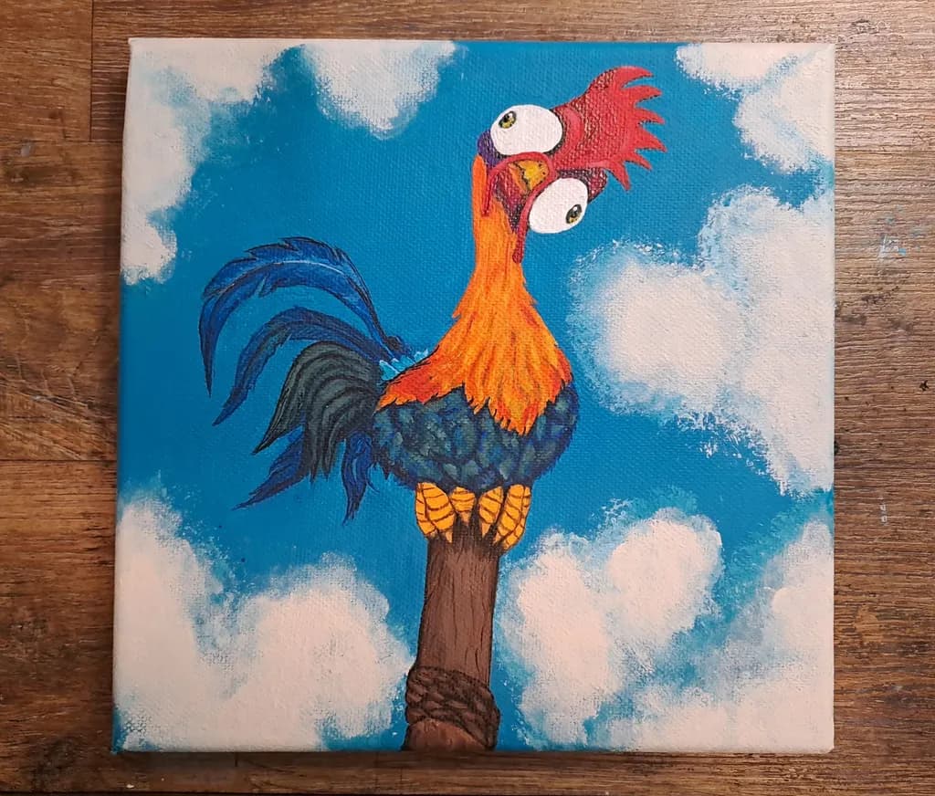 Whimsical Rooster in a Colorful Sky: A Playful Journey Through Clouds