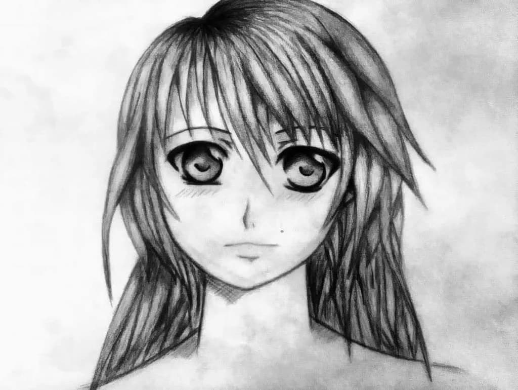 Whispers of Monochrome: An Expressive Anime Portrait with Captivating Eyes