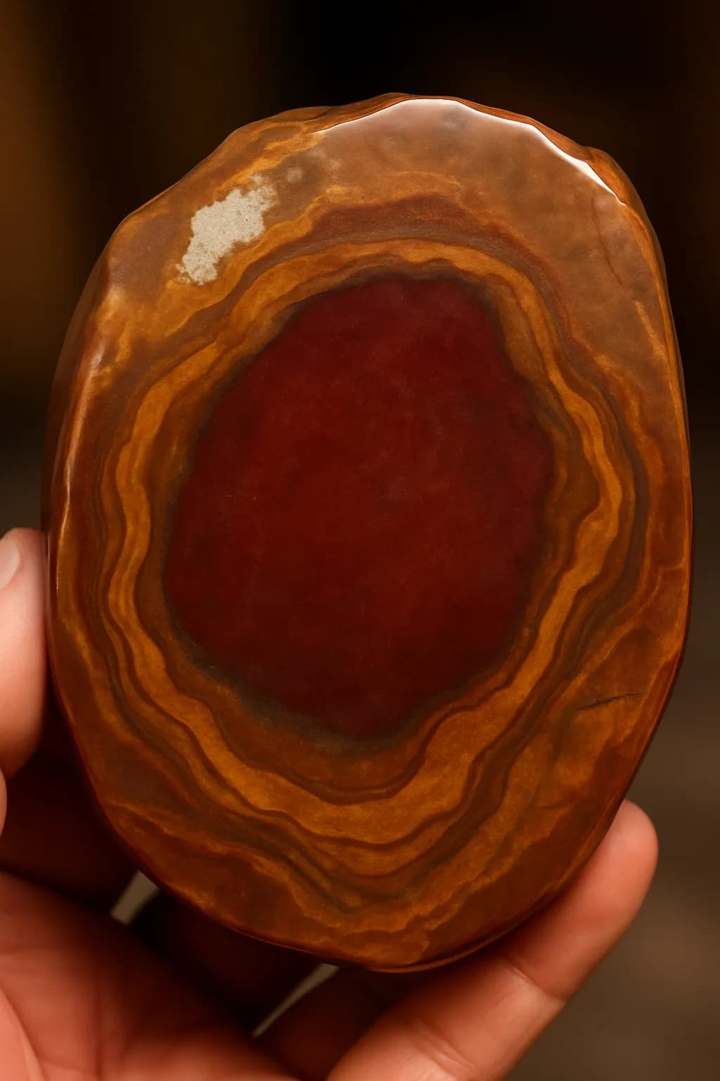 Radiant Earth: A Handcrafted Agate Stone with Rich Layers and Warm Hues