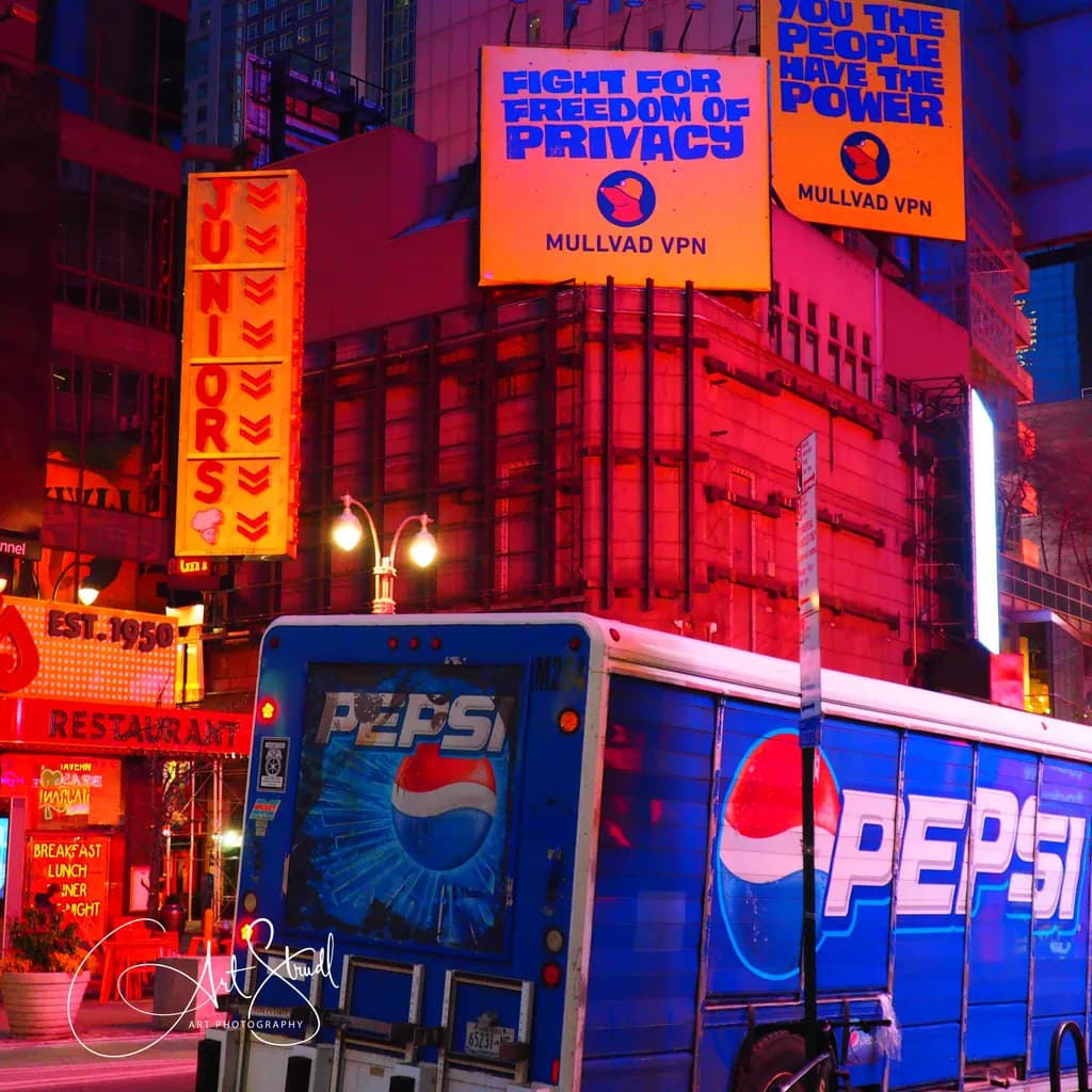 Urban Neon Dreams: A Nighttime Symphony of Color and Message in the Cityscape