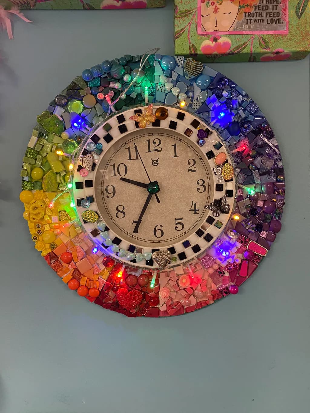 Whimsical Mosaic Clock: A Colorful Fusion of Art and Time